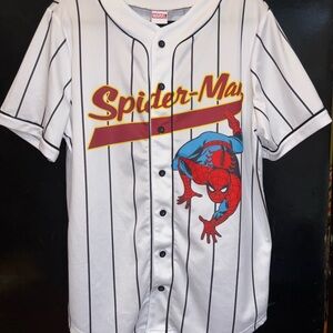 Marvel Spider-Man White and Black Striped Jersey